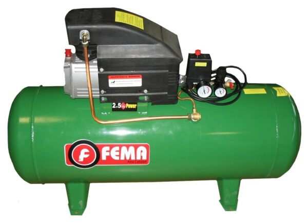 Compresor Fema 2.5Hp.100Lts. 25100 C/Rued.Monof. 69370210*