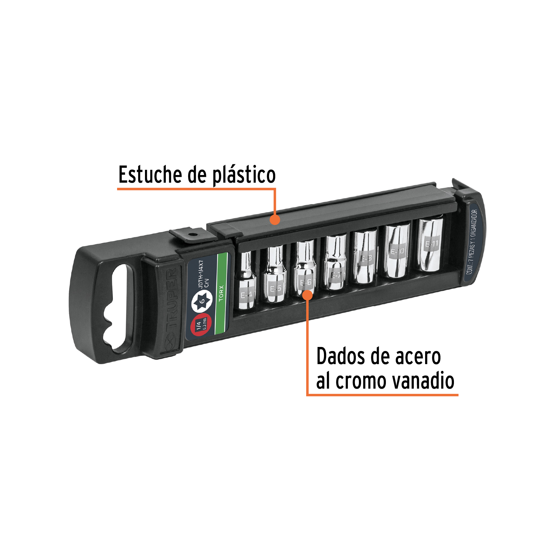 Juego de Tubo 1/4 Torx 7 Pzas. Truper 10027 - Imagen 2