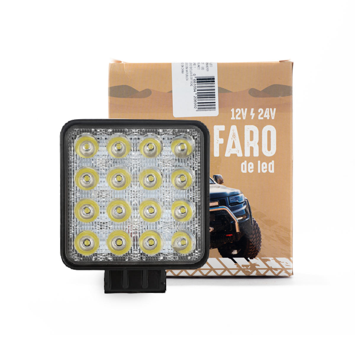 Faro Led 48W 16Led Cuad. Dj4914Spep