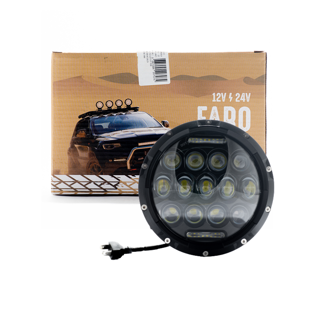 Faro Led Redondo 7" Jeep Universal Dj6935Bla