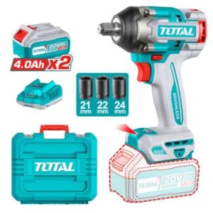 Llave de Impacto 20V BL 500Nm INDUSTRIAL TOTAL TIWLI2050-4 (MALETIN, CARGADOR, Y DOS BATERIAS 4Ah)
