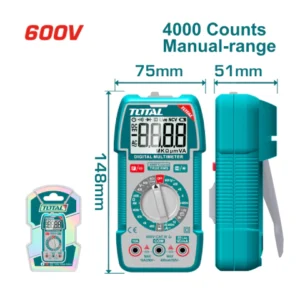 Multimetro Tester Digital 600V 4000 Cuentas INDUSTRIAL TOTAL TMT536002