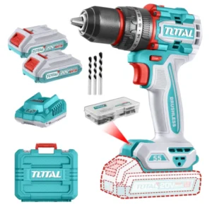 Taladro Percutor 20V BL 2000rpm 55Nm INDUSTRIAL TOTAL TIDLI20558-4 (MALETIN, CARGADOR, Y 2 BATERIAS 2Ah)