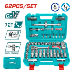 Set Llave y Bocallaves 62 Pcs 1/2" INDUSTRIAL TOTAL THT121602