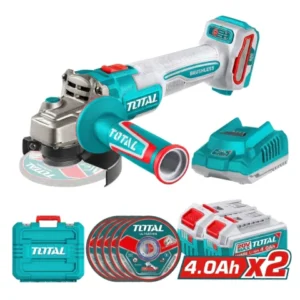 Amoladora Angular 20V BL 900W 115mm INDUSTRIAL TOTAL TAGLI261522-4 con Maletin Cargador y 2 Baterias 4Ah V2VIAM110